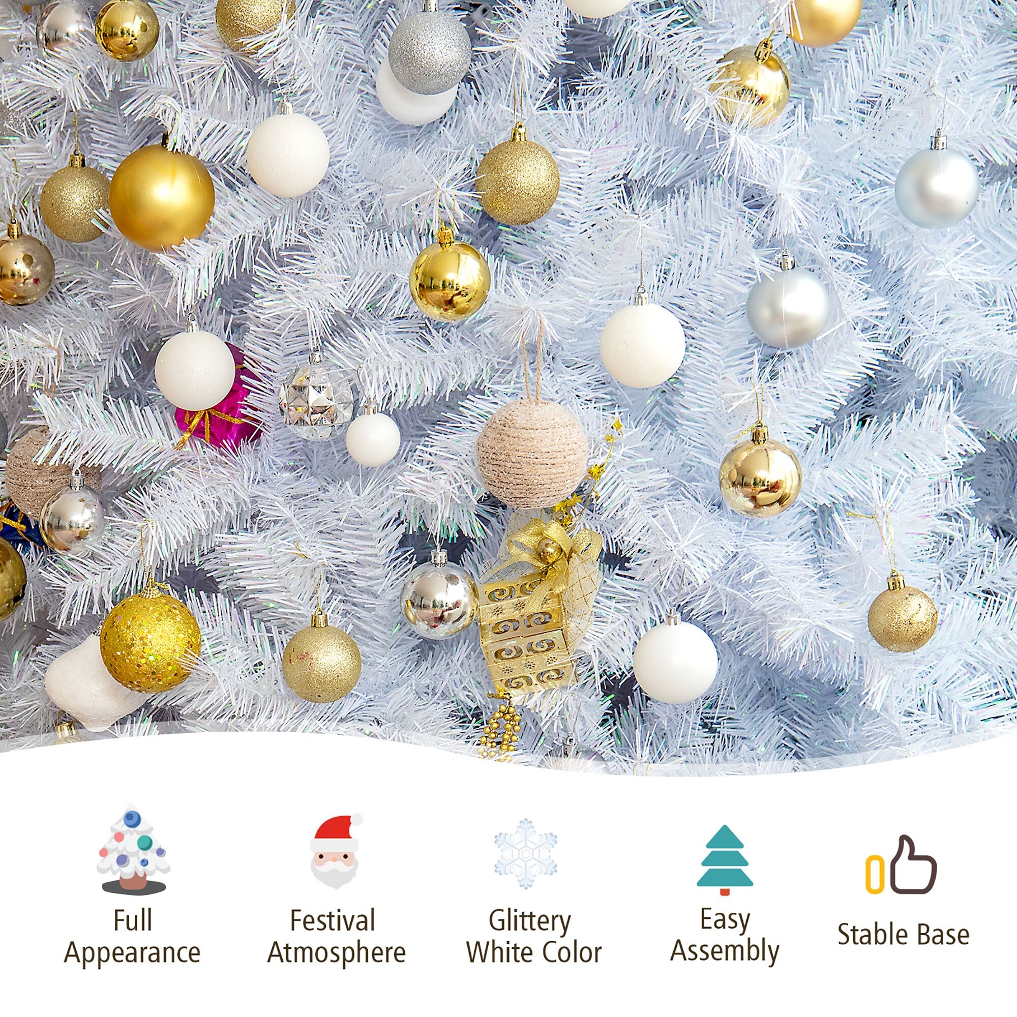 Costway 8ft White Iridescent Tinsel ArtificialundefinedChristmas